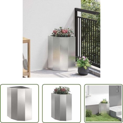 Bac d'angle -  Jardinière d'Angle Argent 30 x 30 x 50 cm Acier inoxydable (1/5)