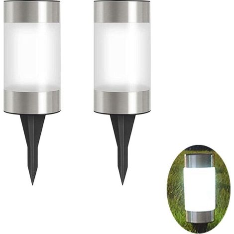 Lampes Solaires LED Acier Inoxydable - Lot de 2, Autonomes, pour Allée, Terrasse, Jardin, Éclairage Sécurité (1/4)