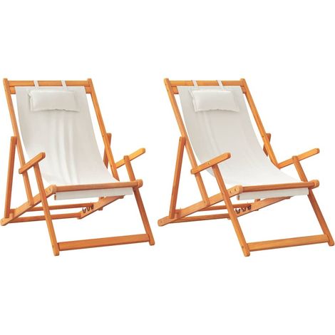 Maison Exclusive - Klappbare Strandstühle 2 Stk. Creme Stoff