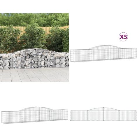 Gabionen mit Hochbogen 5 Stk. 400x50x60/80cm Verzinktes Eisen - Gabionen - Gartendeko - Gartenzubehör - Zaun - Sichtschutz - Home & Living (1/5)