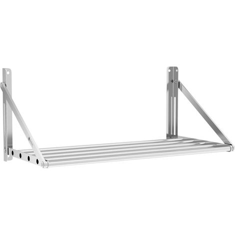 Étagère murale professionnel pliable à barreaux 80 x 45 cm 40 kg acier inoxydable (1/5)