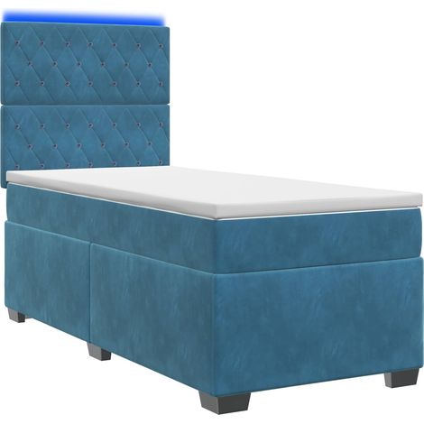 Letto box spring con materasso Blu 80 x 200 cm Velluto vidaXL (1/5)
