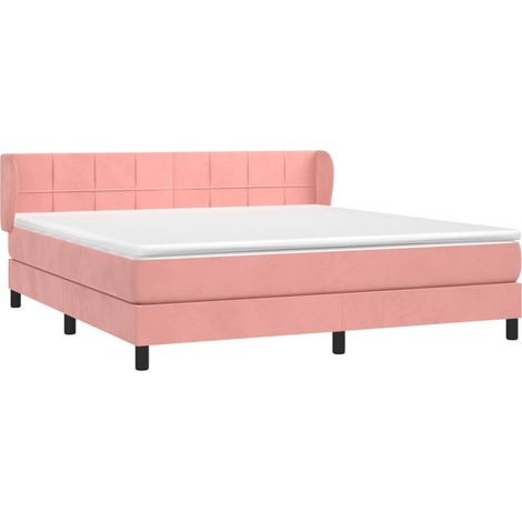 Cama box spring con colchón terciopelo rosa 180x200 cm vidaXL