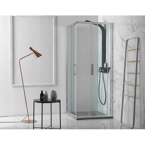 Box doccia FLEX in cristallo 6 mm trasparente 70x70 con profilo (1/3)