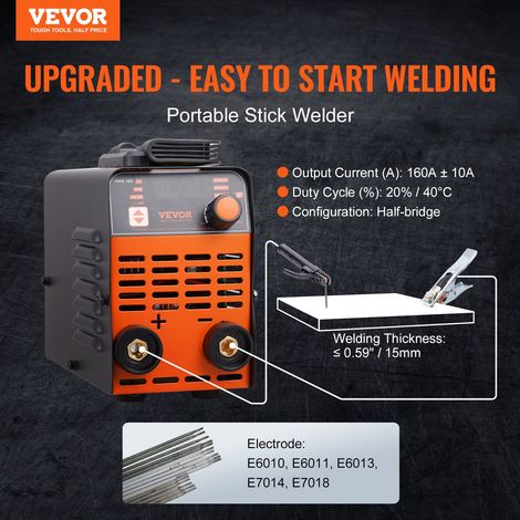Soudeuse à Bâton, 160 A, Poste à Souder ARC/Lift TIG avec Grand Écran LED, Machine de Soudage à Bâton Portable 2-en-1, Démarrage à… (1/5)