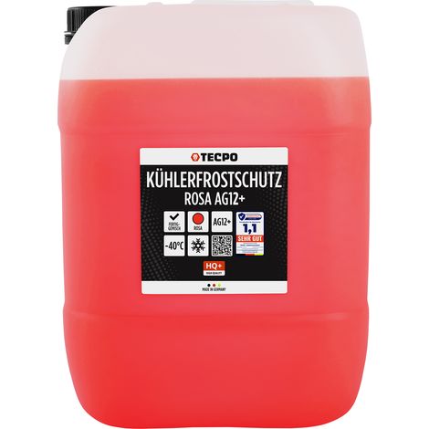 TECPO Kühlerfrostschutz G12+ 20 Liter gebrauchsfertig -40°C Frostschutzmittel für Kühlsysteme Korrosionsschutz Kühlmittel Überhitzungsschutz