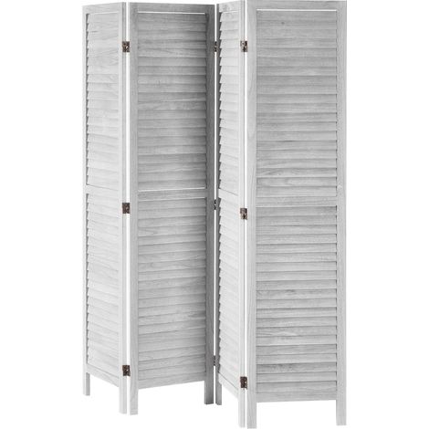 Mophorn Cloison de séparation en bois, séparateur de pièce pliable à 4 panneaux, paravent de confidentialité à volet 170 cm de haut, pour maison, intérieur, bureau, restaurant, blanc (1/5)