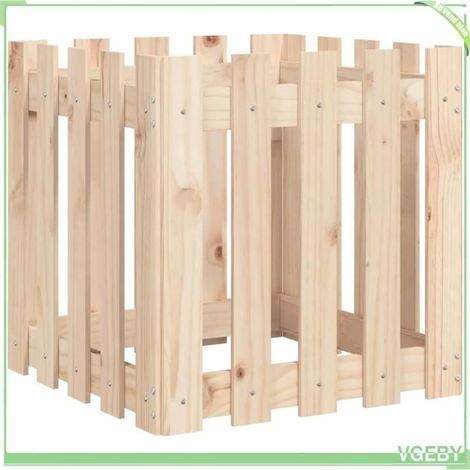 Jardinière - FAFEICY - Design de clôture - Bois de pin massif - 50 x 50 x 50 cm - Carrée (1/5)