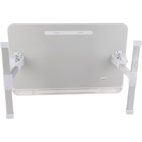 Tableau de lit pour ordinateur portable avec pieds pliables, plateau tournant, alliage d'aluminium, bureau portable pour écrire, travailler, lire, manger, blanc chaud (1/5)