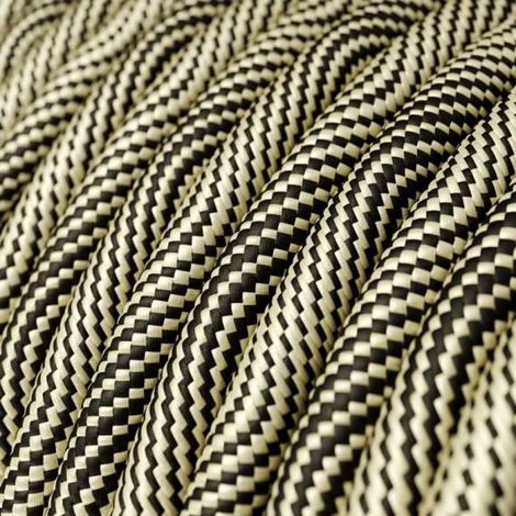 Fil Électrique Tissu Noir et Or 2x0,75mm² - Câble Électrique Textile de Qualité