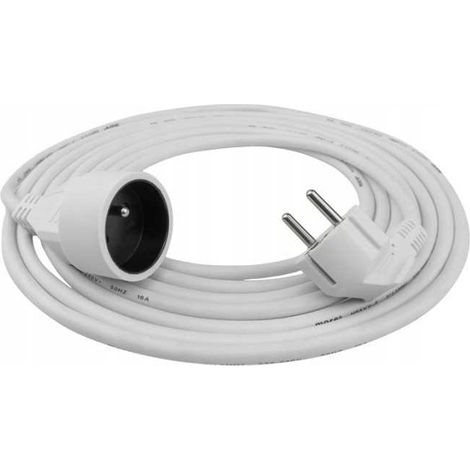 Verlängerungskabel mit 1 Steckdose, 5 m, mit/ohne 3x1,5mm2-Stecker, weiß (1/2)