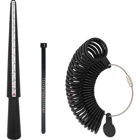 Baguette de mesure de bague réutilisable, échelle claire, taille US, outil de jauge ajustable pour doigt, noir, set de mesure précis. (1/5)