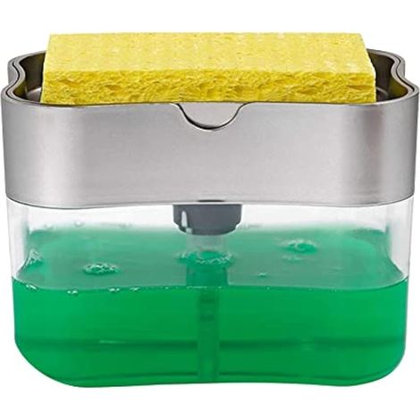 Distributeur de liquide vaisselle avec pompe et porte-éponge, boîte à pression manuelle, organisateur pour lave-vaisselle (1/5)