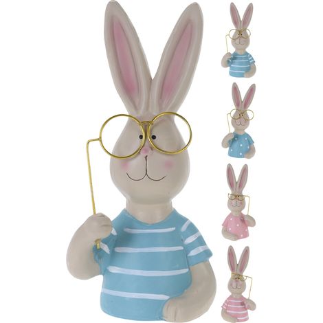MEZZOBUSTO CONIGLIO CON OCCHIALI 25CM MODELLO ASSORTITO DECORO CASA INTERNI
