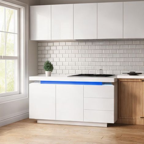 Buffet coloris blanc en panneau de particules 140 x 38 x 72 cm (1/5)