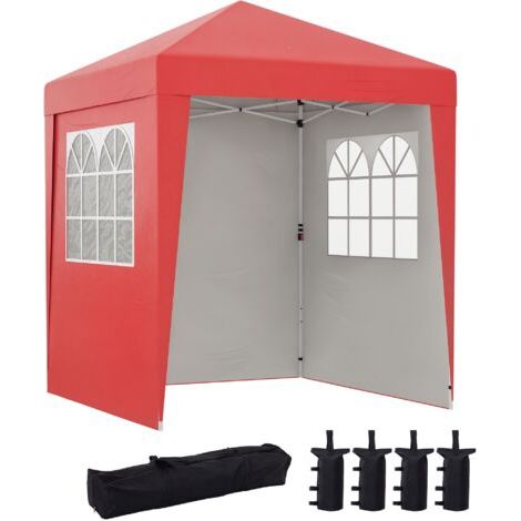 Tonnelle barnum de jardin pop-up pliant réglable en hauteur protection UV 30+ 3 parois latérales rouge (1/5)