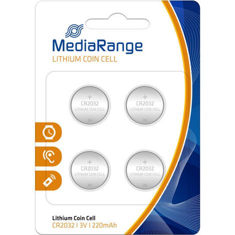 MediaRange Premium - 4 pilas CR2032 de litio de 220 mAh