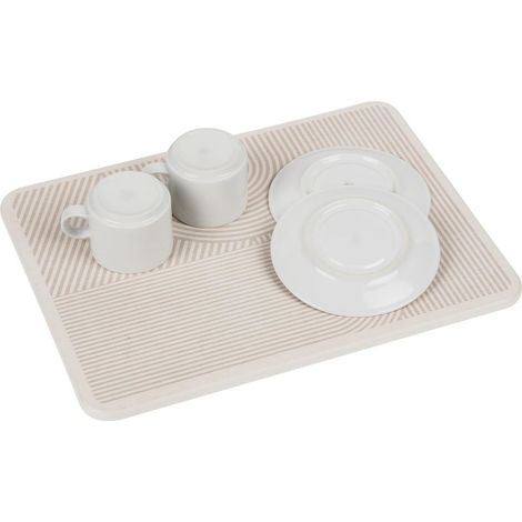 Tapis d'égouttage en diatomite pour cuisine, séchage rapide, beige, pieds en silicone absorbant l'eau, 40 x 30 x 0,9 cm (1/4)
