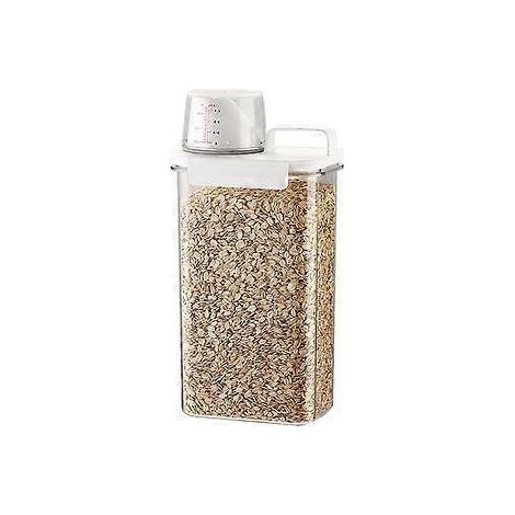 Boîte de conservation hermétique pour céréales, seau à riz transparent, bocal de cuisine, récipient pour pâtes, 2300 ml (1/5)