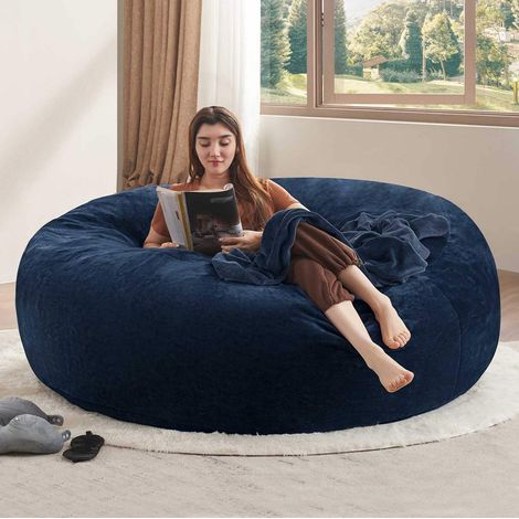 Sillón saco multifunción azul plegable para salón casa OKMYHOME (1/4)