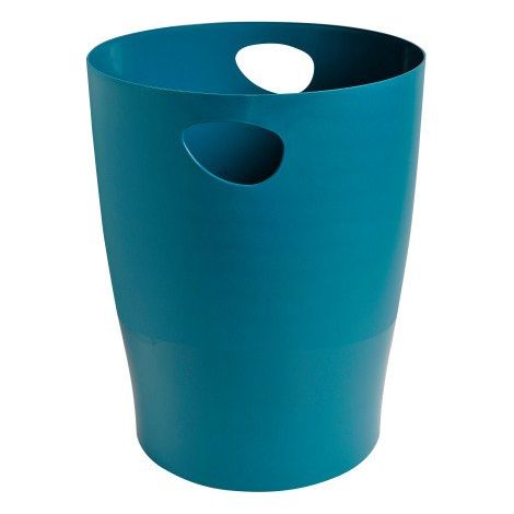 Corbeille à papier bleu canard Ecobin Exacompta gamme Néo Déco