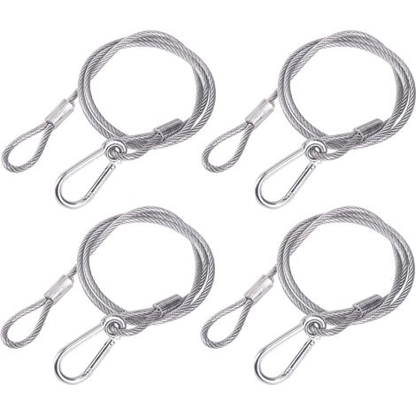 4Pack Elingue Securite Cable de Securite Acier Eclairage de Scene, 85cm Steel Safety Cable Chain Rope Light Hooks (1/5)