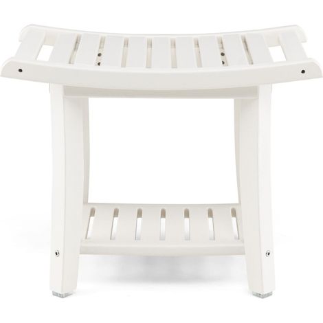 Tabouret salle de bain 60,5 x 34 x 48 cm antidérapant 2 niveaux ergonomique moderne en PEHD blanc