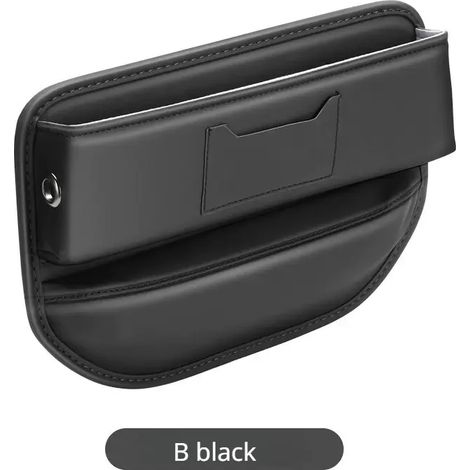 (B noir) Sac de rangement multifonctionnel pour l'espace entre les sièges de voiture, avec porte-téléphone et porte-gobelet, en cuir PU, organisateur d'espace pour l'intérieur de la voiture. (1/5)