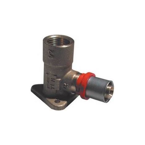 RACCORD PRESS CURVO FEMELLE AVEC BRIDE  POUR MULTICOUCHE Dimensions : 1/2 x 16