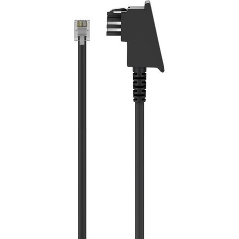 Goobay 68536 Cable telefónico 6 m Negro - Cable para teléfonos fijos (6 m, TAE-F, RJ11, Negro, Macho/Macho)