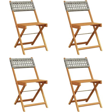 Maison Exclusive - Gartenstühle 4 Stk. Klappbar Grau Poly Rattan (1/5)
