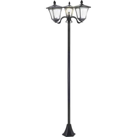 Solar-Gartenlaterne mit 3 LED-Leuchten, 120 lm, IP44, Edelstahl schwarz, 182,5 cm MODENUIT (1/5)