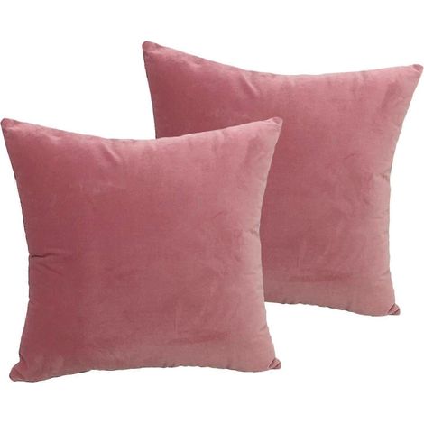 2er-Set Samt-Kissenbezüge, dekorative quadratische Kissenbezüge, weiche, einfarbige Kissenbezüge für Wohnzimmer, Schlafzimmer und Zuhause-Pink (1/5)