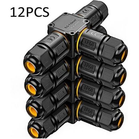 Lot de 12 connecteurs câble étanches IP68 3 voies, boîte jonction extérieure pour câble 6-11 mm (1/5)