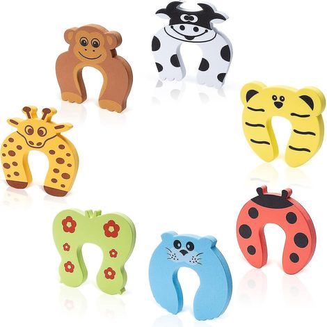 Lot de 7 butées de porte anti-pince-doigts - Protection enfants pour portes et fenêtres, sécurité doigts, arrêt de porte souple (1/5)