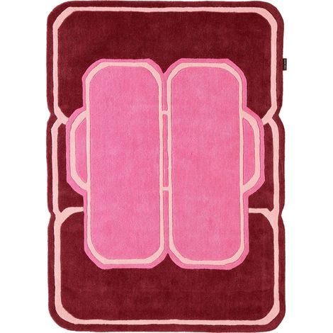 Tapis rose fait main en laine et coton motif géométrique - 133 x 190 cm (1/5)
