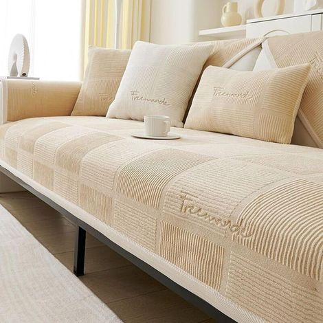 Housse de Canapé en Velours Doux – Housse Brodée Antidérapante pour Canapé Modulaire, Protection de Meuble contre Enfants et Animaux, 1 Pièce, 90×180cm (1/5)