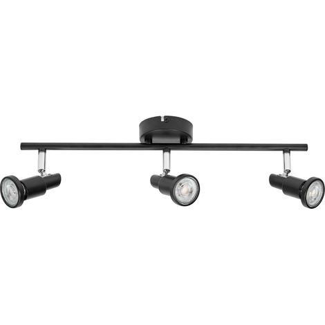 LEDVANCE LED SPOT GU10: 3 x 3,4W, 690lm, noir, température de couleur de 2 700K, lumière chaude, design intemporel, ampoule LED interchangeable, idéale pour les intérieurs, CRI 90, têtes réglables.
