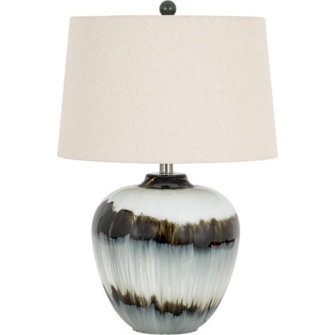 Midnight Shadows Table Lamp with Linen Shade - Glass - L40 x W40 x H61 cm - Black