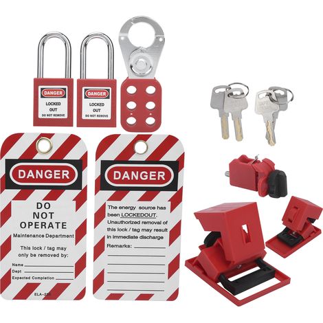 Kit de consignation et d'étiquetage de sécurité, outils de pose de serrures, multifonctionnel et portable avec sac de rangement (1/5)