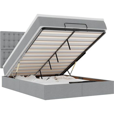 Maison Exclusive - Ottoman-Bett mit Matratze & LEDs Hellgrau 140x