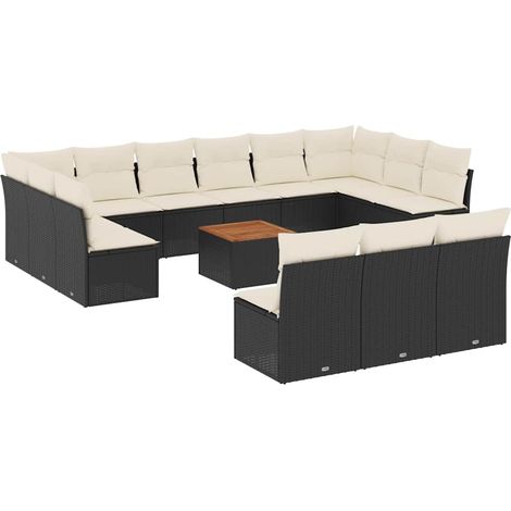 vidaXL Set Divani da Giardino 14pz con Cuscini in Polyrattan Nero (1/5)