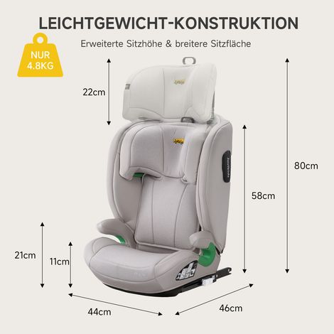 Elevador de coche i-Size R129 con respaldo, ISOFIX y reposacabezas ajustable, beige HAVRYA (1/2)