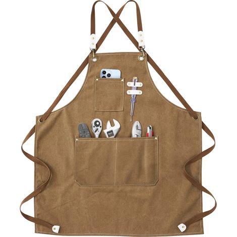 Tablier de menuisier, tablier de rangement d'outils, tablier de barista marron (1/5)