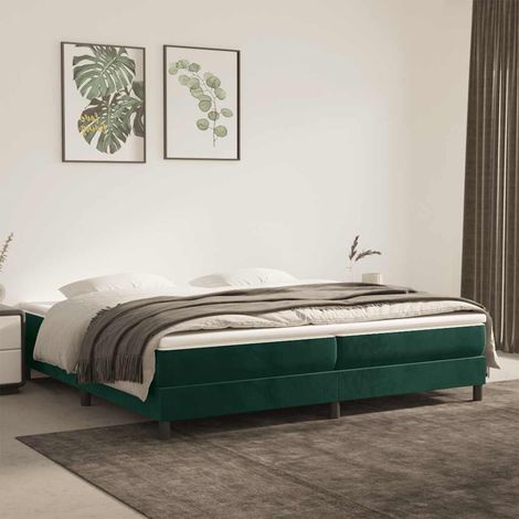 Boxspringbett mit Matratze Dunkelgrün 200x200 cm Samt