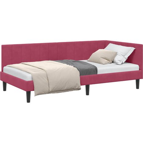 Maison Exclusive - Cornice del letto ad angolo Rosso Vino 90 cm x 190 cm Velluto