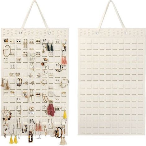 Porte Bijoux Mural Porte Boucle D'Oreille Presentoir Boucle D'Oreille Rangement Boucle D'Oreille Pour Broches, Colliers, Bagues, Pouvant Contenir Jusqu'À 300 Paires (Off-white) (1/4)