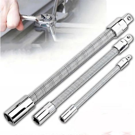 Douille universelle pour clé électrique, lot de 3, tige flexible et pliable (1/5)