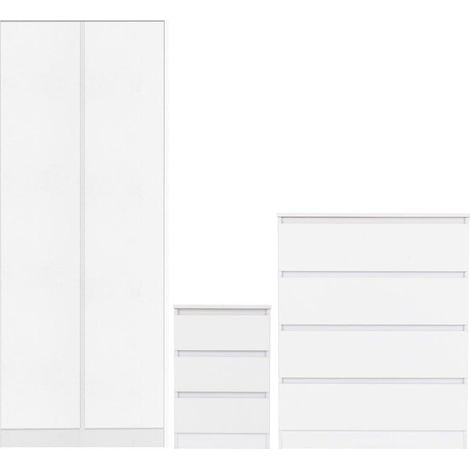 Malvern Trio Bedroom Set - L50.5 x W80 x H180 cm - White (1/2)