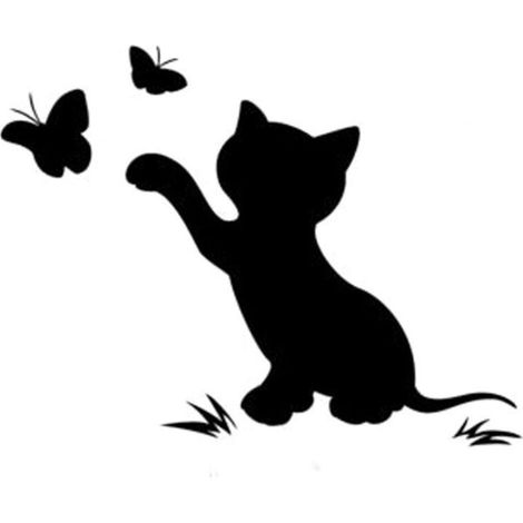 Autocollant extérieur de voiture, autocollant drôle de chat papillon, autocollant décoratif de voiture, noir